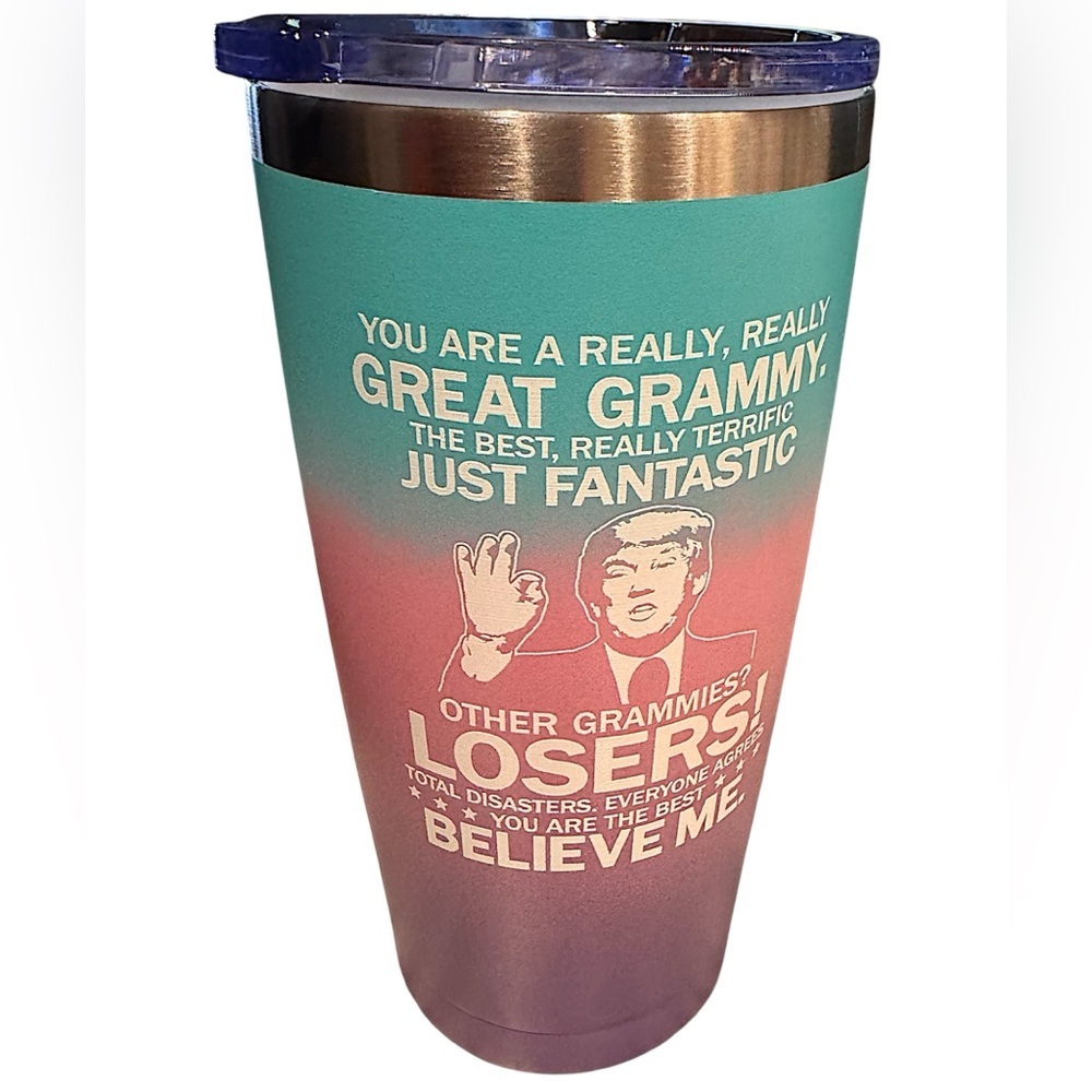 Donald Trump best grandma ever tumbler cup with slide lid NEW IN BOX